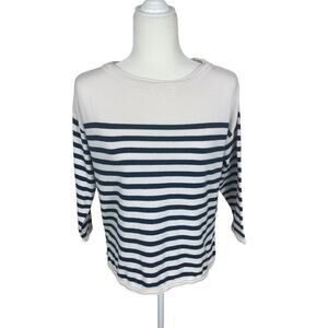 Pact 100% Organic Cotton Striped Sweater Size Small Classic Nautical Effortless